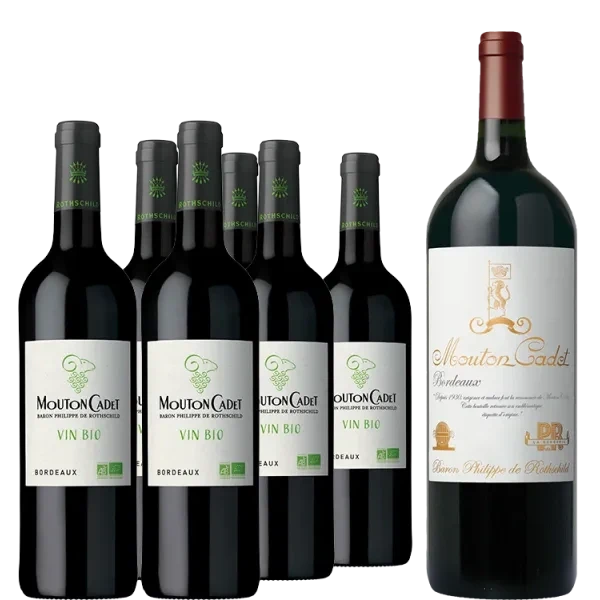 Pack 6 Bouteilles Mouton Cadet Bio 2023 - Baron Philippe de Rothschild + 1 Magnum Mouton Cadet Héritage 2023 OFFERT