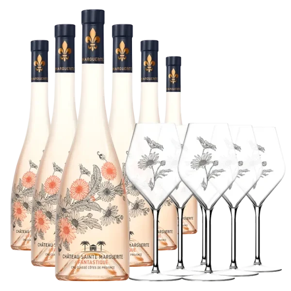 Pack 6 Fantastique Rosé 2024 - Château Sainte Marguerite + 6 Glazen en Polypro - Sainte-Marguerite - Gratis
