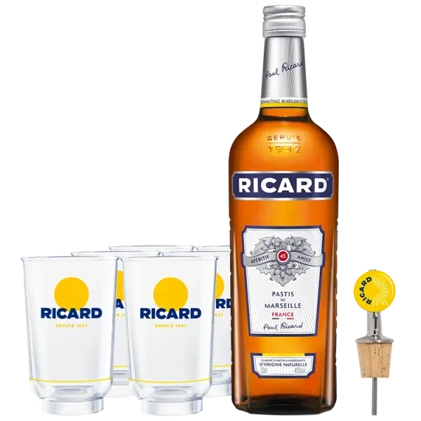 Pack Ricard + 6 Vasos Allonge Lehanneur Ricard Nuevo Logo + Vertedor