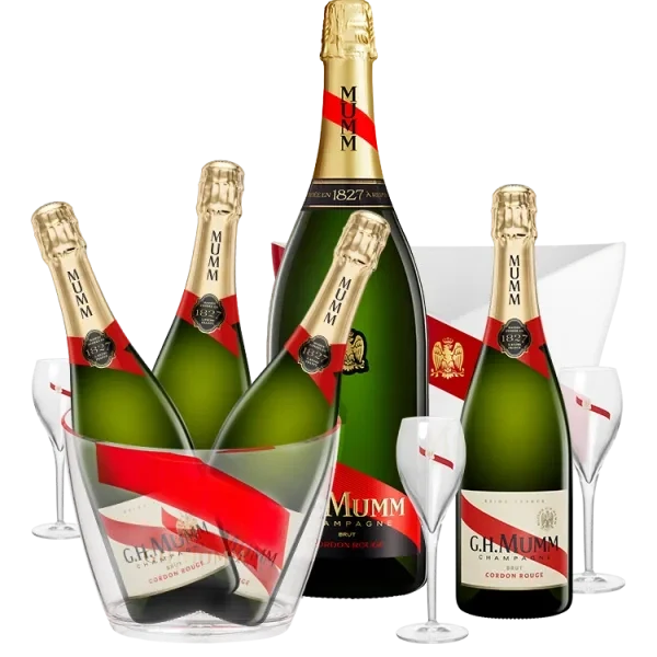 Pack Special Mariage Mumm Cordon Rouge : Champagne & Seaux & Flutes & Vasques
