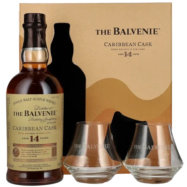Whisky - Balvenie Caribbean cask 14 Jahre - Mit Etui + 2 Gläser